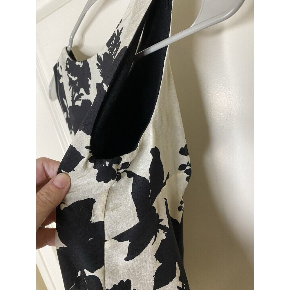 Bailey 44 XS Ivory Black Floral Sleeveless Top Faux Leather Silk Made in USA - Picture 6 of 10